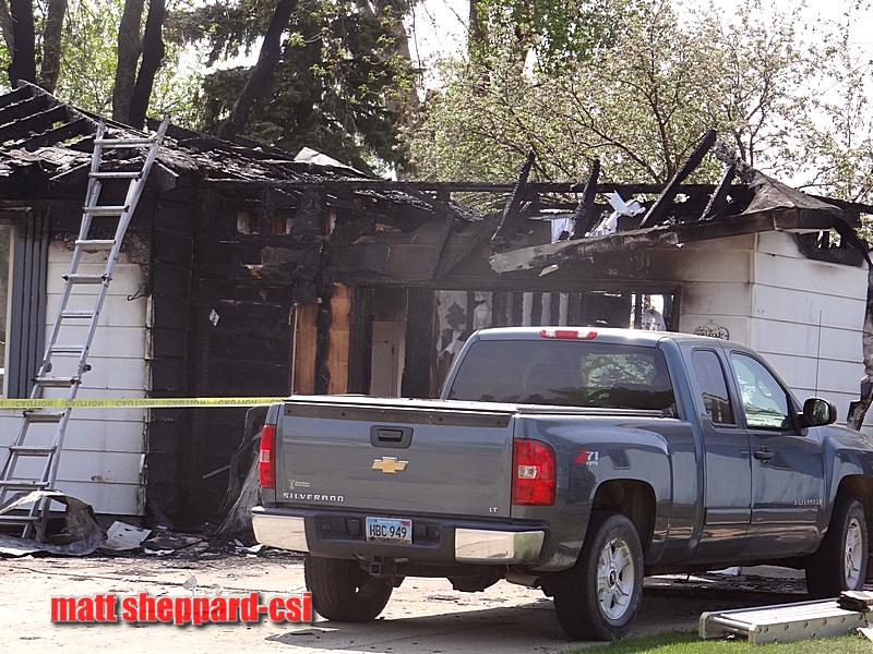 Aftermath of Sat evening fire NE Jamestown.  More CSi photos by Matt Sheppard at Facebook